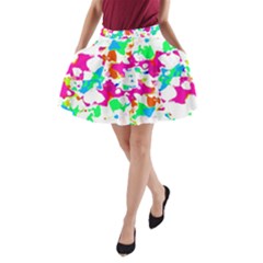 Bright Multicolored Abstract Print A-line Pocket Skirt by dflcprintsclothing