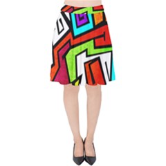 Graffitti Pattern Velvet High Waist Skirt by designsbymallika