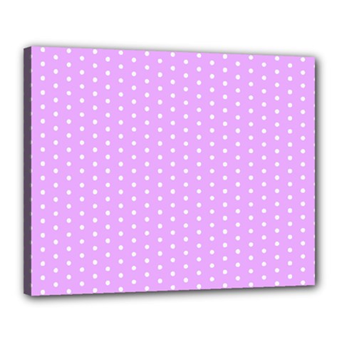 White Polka Dot Pastel Purple Background, Pink Color Vintage Dotted Pattern Canvas 20  X 16  (stretched) by Casemiro