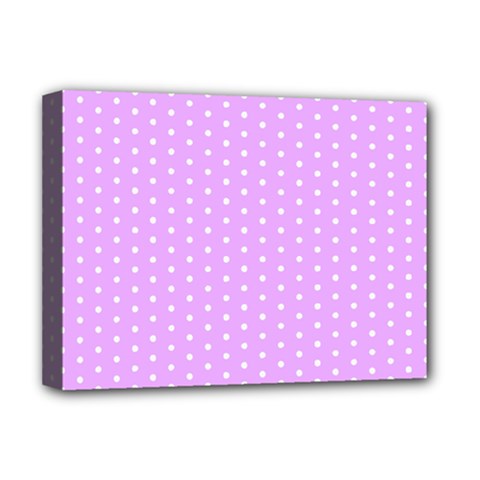 White Polka Dot Pastel Purple Background, Pink Color Vintage Dotted Pattern Deluxe Canvas 16  X 12  (stretched)  by Casemiro