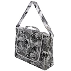 Black And White Leafs Pattern, Tropical Jungle, Nature Themed Box Up Messenger Bag by Casemiro