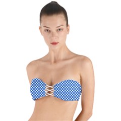 Pastel Blue, White Polka Dots Pattern, Retro, Classic Dotted Theme Twist Bandeau Bikini Top by Casemiro
