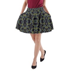Modern Ornate Stylized Motif Print A-line Pocket Skirt by dflcprintsclothing