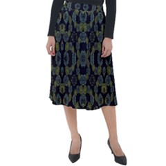 Modern Ornate Stylized Motif Print Classic Velour Midi Skirt  by dflcprintsclothing