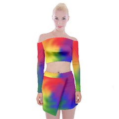 Rainbow Colors Lgbt Pride Abstract Art Off Shoulder Top With Mini Skirt Set by yoursparklingshop