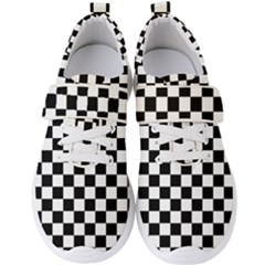 Black And White Chessboard Pattern, Classic, Tiled, Chess Like Theme Men s Velcro Strap Shoes by Casemiro