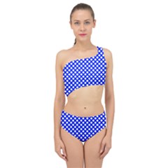 Dark Blue And White Polka Dots Pattern, Retro Pin-up Style Theme, Classic Dotted Theme Spliced Up Two Piece Swimsuit by Casemiro