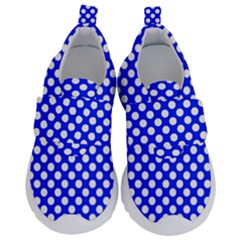 Dark Blue And White Polka Dots Pattern, Retro Pin-up Style Theme, Classic Dotted Theme Kids  Velcro No Lace Shoes by Casemiro