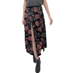 Dusty Roses Velour Split Maxi Skirt by BubbSnugg
