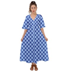 Retro Style Pattern, Scottish Tartan, Buffalo Plaid Theme Kimono Sleeve Boho Dress by Casemiro