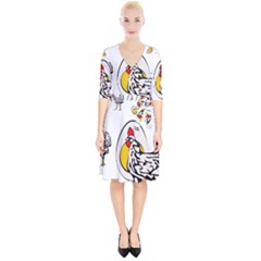 Roseanne Chicken, Retro Chickens Wrap Up Cocktail Dress by EvgeniaEsenina