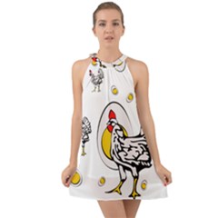 Roseanne Chicken Halter Tie Back Chiffon Dress by EvgeniaEsenina