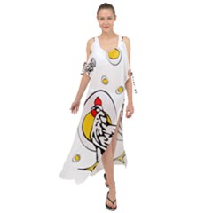 Roseanne Chicken, Retro Chickens Maxi Chiffon Cover Up Dress by EvgeniaEsenina