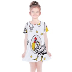 Roseanne Chicken, Retro Chickens Kids  Simple Cotton Dress by EvgeniaEsenina