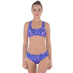 Vibrant Blue Flowers Pattern Motif Criss Cross Bikini Set by dflcprintsclothing
