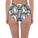 Stylized Botanical Motif Black And White Print Reversible High-Waist Bikini Bottoms View2