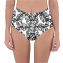 Stylized Botanical Motif Black And White Print Reversible High-Waist Bikini Bottoms View3