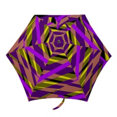 Abstract Geometric Blocks, Yellow, Orange, Purple Triangles, Modern Design Mini Folding Umbrellas by Casemiro