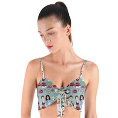 Kawaii Collage Teal  Ombre Woven Tie Front Bralet by snowwhitegirl