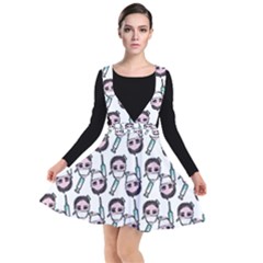 Doctor Pattern White Plunge Pinafore Dress by snowwhitegirl