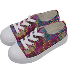 Colorful Shapes Texture                                                  Kids  Low Top Canvas Sneakers by LalyLauraFLM
