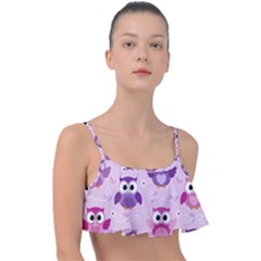 Seamless Cute Colourfull Owl Kids Pattern Frill Bikini Top by Amaryn4rt