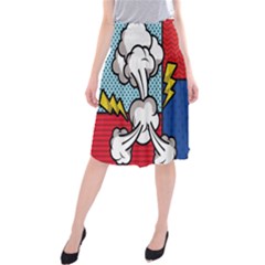 Rays Smoke Pop Art Style Vector Illustration Midi Beach Skirt by Amaryn4rt