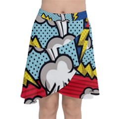 Rays Smoke Pop Art Style Vector Illustration Chiffon Wrap Front Skirt by Amaryn4rt