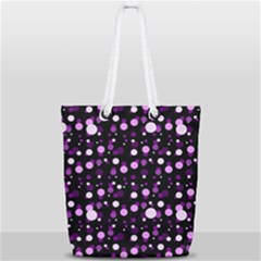 Purple, Pink Bokeh Dots, Asymmetric Polka Dot With Modern Twist Full Print Rope Handle Tote (small) by Casemiro
