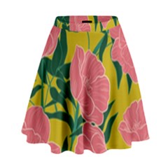 Pink Flower Seamless Pattern High Waist Skirt by Amaryn4rt
