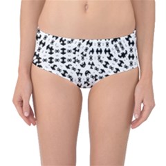 Black And White Ethnic Print Mid-waist Bikini Bottoms by dflcprintsclothing