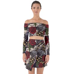 Seamless Vector Pattern Off Shoulder Top With Skirt Set by Amaryn4rt