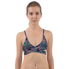 Japanese Wave Koi Illustration Seamless Pattern Wrap Around Bikini Top by Amaryn4rt