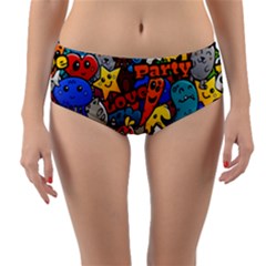 Graffiti Characters Seamless Pattern Reversible Mid-waist Bikini Bottoms by Amaryn4rt