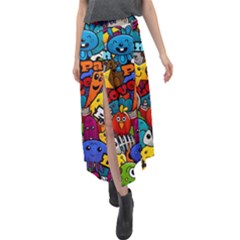 Graffiti Characters Seamless Pattern Velour Split Maxi Skirt by Amaryn4rt
