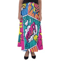 Comic Colorful Seamless Pattern Flared Maxi Skirt by Amaryn4rt