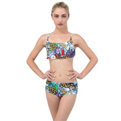 Graffiti Characters Seamless Pattern Layered Top Bikini Set by Amaryn4rt