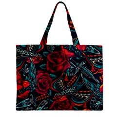Vintage Flash Tattoos Designs Seamless Pattern Zipper Mini Tote Bag by Amaryn4rt