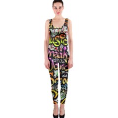 Graffiti Word Seamless Pattern One Piece Catsuit by Amaryn4rt