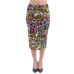 Graffiti Word Seamless Pattern Midi Pencil Skirt by Amaryn4rt