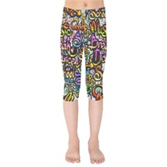 Graffiti Word Seamless Pattern Kids  Capri Leggings  by Amaryn4rt