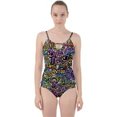 Graffiti Word Seamless Pattern Cut Out Top Tankini Set by Amaryn4rt