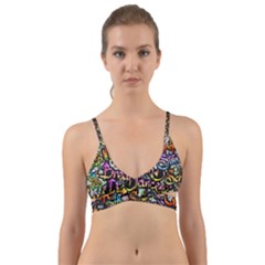 Graffiti Word Seamless Pattern Wrap Around Bikini Top by Amaryn4rt