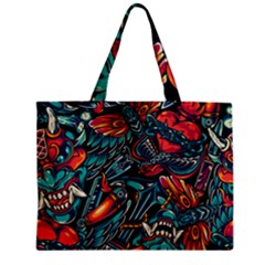 Vintage Tattoos Colorful Seamless Pattern Zipper Mini Tote Bag by Amaryn4rt