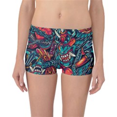 Vintage Tattoos Colorful Seamless Pattern Reversible Boyleg Bikini Bottoms by Amaryn4rt