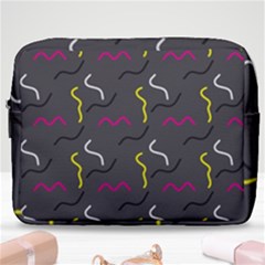 Gray Pattern Make Up Pouch (large) by Saptagram