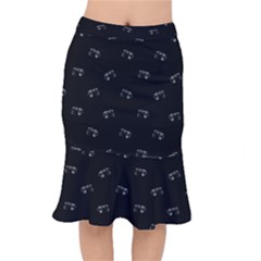 Vintage Car Motif Print Pattern Short Mermaid Skirt by dflcprintsclothing