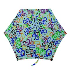 60 s Style Retro Pattern, Vintage Ovals At Pastel Blue Mini Folding Umbrellas by Casemiro
