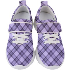 Pastel Purple And Steel Black Lines Pattern, Retro Tartan, Classic Plaid Kids  Velcro Strap Shoes by Casemiro
