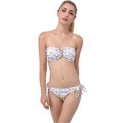 Cute-baby-animals-seamless-pattern Twist Bandeau Bikini Set by Sobalvarro